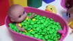 M&M Chocolate Learn Colors Baby Doll Potty Training Bath Time With Nursery Rhymes / Surprise egg