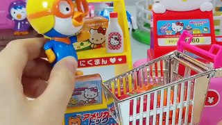 Hello Kitty refrigerator and Baby doll picnic kitchen toys play 헬로키티 꽁꽁 냉장고와 리틀미미 피크닉 뽀로로 아기인형 장난감놀이