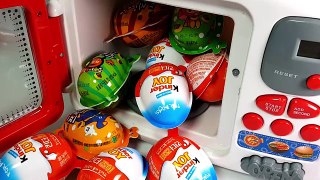 Kinder Surprise Eggs NINJA Toys Microwave Just Like Home Appliances Learn Colors Play Doh For Kids