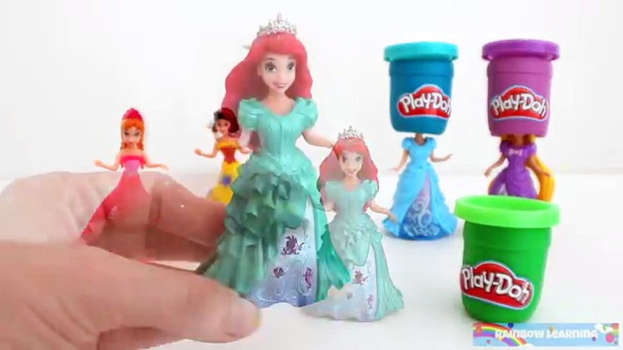 Play Doh Tub Disney Princess Surprise Dresses Ariel Rapunzel Magiclip * RainbowLearning