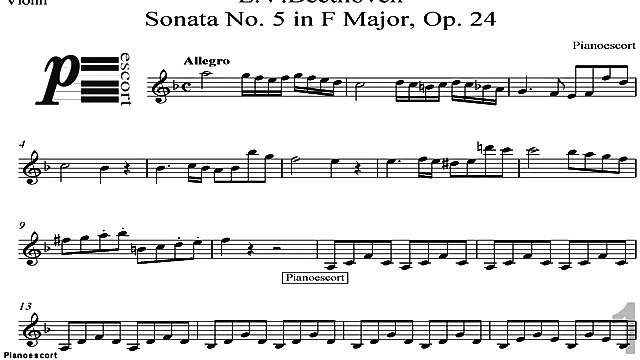 L.V.Beethoven - Violin Sonata in F Major No 5 Op.24 Spring - 1 mov Allegro - Piano accompaniment