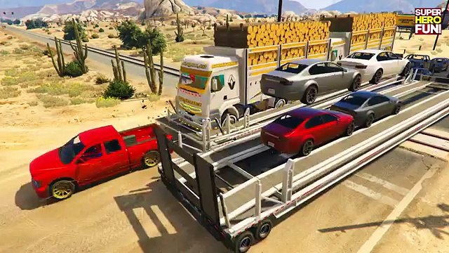 Truck in Trouble! Cars & Train in Spiderman Cartoon with Nursery Rhymes Songs 3