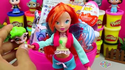 GIANT Bloom Stella Surprise Eggs Play Doh - Winx Club My Little Pony Inside Out Mystery Minis Toys
