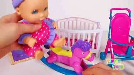 Baby Doll Feeding Time Bedtime and Playtime with Stroller Playset!! Nursery Rhymes Video for Kids