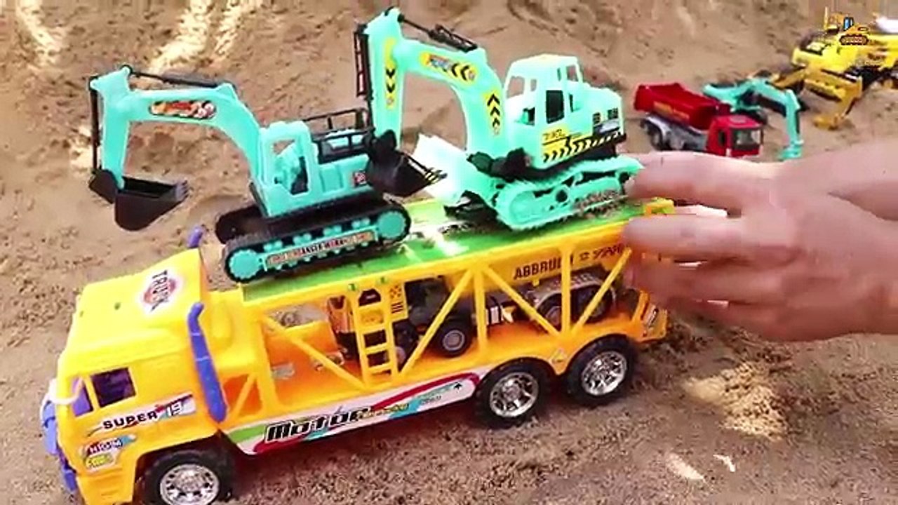 ของเล่นรถก่อสร้าง ทำถนนในหุบเขา รถแม็คโคร รถตักดิน รถเกรด รถบดถนน Excavator and truck
