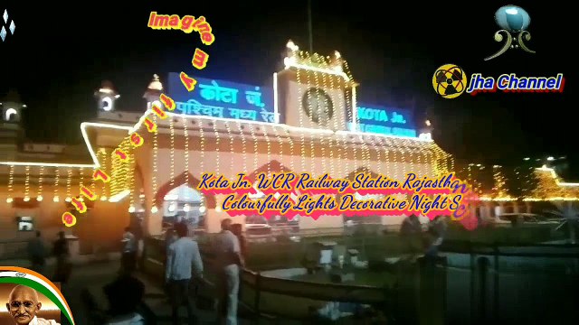 Kota Jn. WCR Railway Station Rajasthan India Colourfully Lights Decorative Night Scene Imagine my first Life