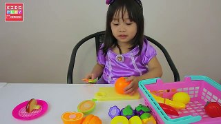 Learn names of fruits with toy velcro cutting fruits | Playtime with Elise Vlog | Kids Play OClock