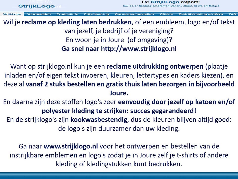 Reclame kleding bedrukken Joure