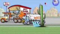 Trucks Game Cartoon for Children - Tree Spade Truck, Bulldozer, Watering : Diggers for Kids