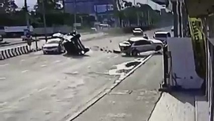 Overtaking car crash caught on CCTV