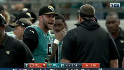 Doug Marrone engages Blake Bortles on the sideline