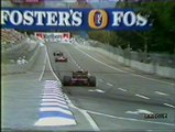 Gran Premio d'Australia 1987: Sorpasso di Alboreto ad A. Senna, intervista a Nannini e camera car di S. Nakajima