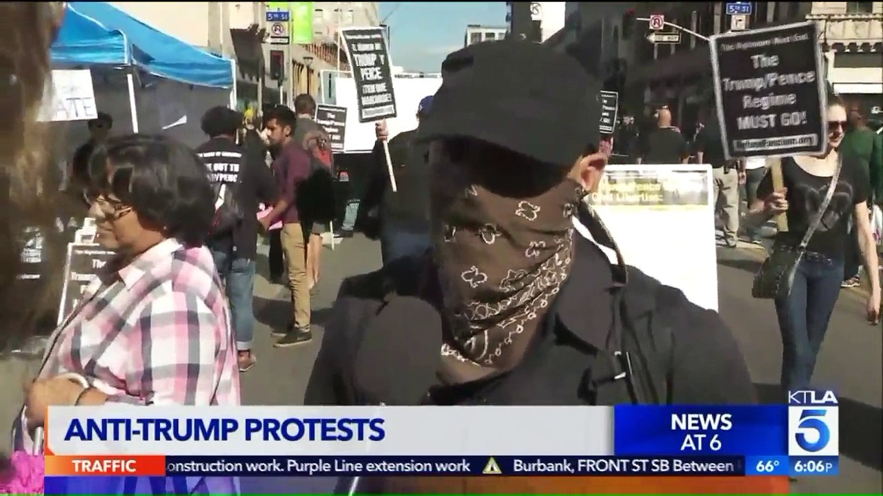 Hundreds of Anti-Trump Protesters Rallied in Downtown Los Angeles as One-Year Anniversary of Election Nears