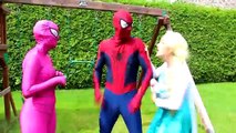 Frozen Elsas POOL SURPRISE! w/ Spiderman Pink Spidergirl Maleficent Anna! Funny Superhero Video :)