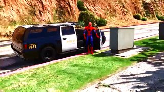 Extreme Riding in Police Car & Monster Truck cars with Superhero Spiderman for kids!