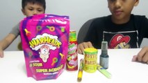 SOUR CANDY CHALLENGE Kids Candy Review WARHEADS TOXIC WASTE and MORE
