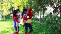 Spiderman and Frozen Elsa Play soccer Beautiful Police Gun Joker vs Maleficent little Heroes