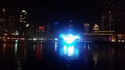 Advertisement with dancing water in Dubai