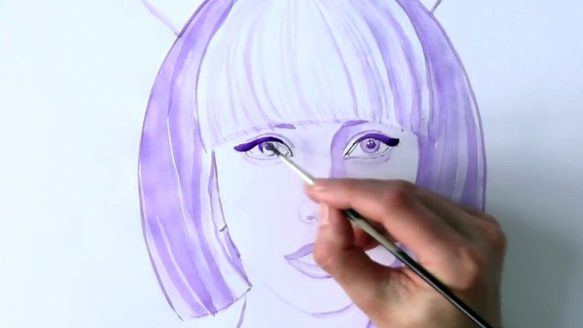 Уроки рисования. Как нарисовать портрет ЛЕДИ ГАГИ акварелью.How to Draw Lady Gaga