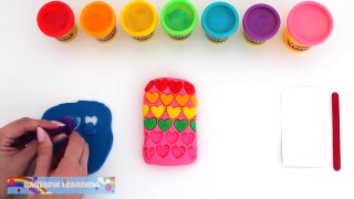 DIY How to Make Play Doh Rainbow Heart Popsicle Modelling Clay Learn Colors RL