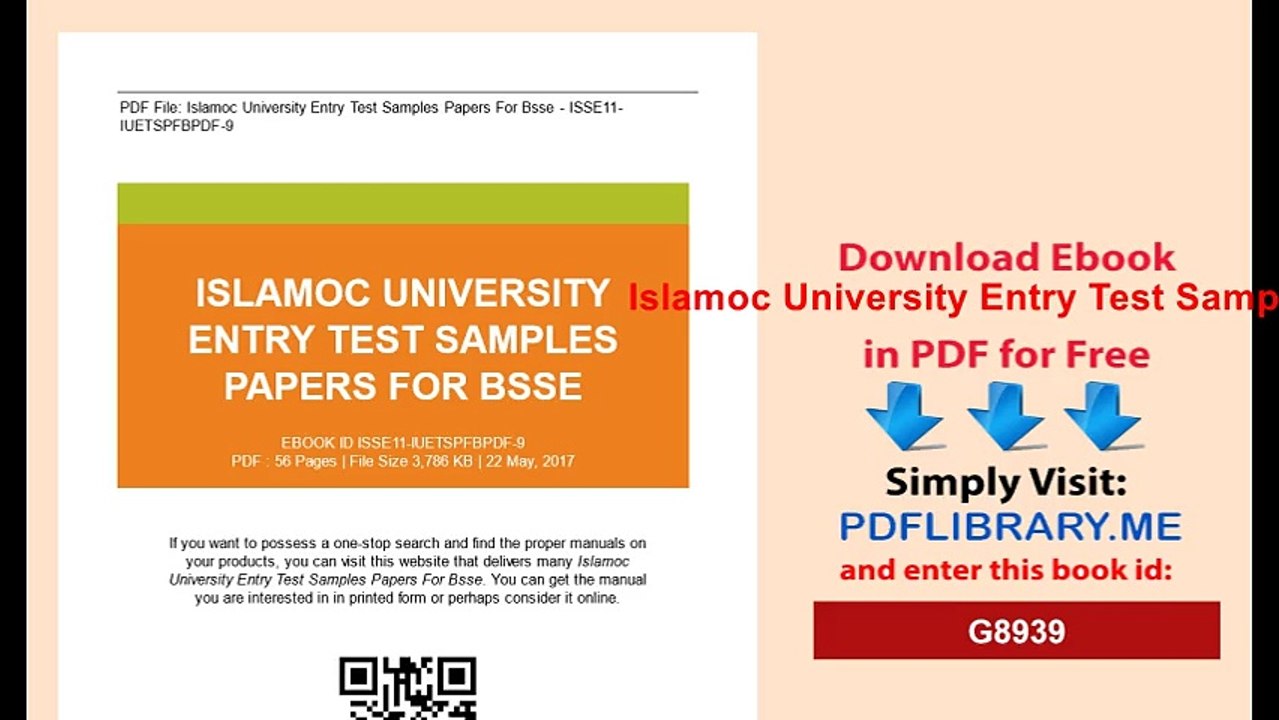 Islamoc University Entry Test Samples Papers For Bsse
