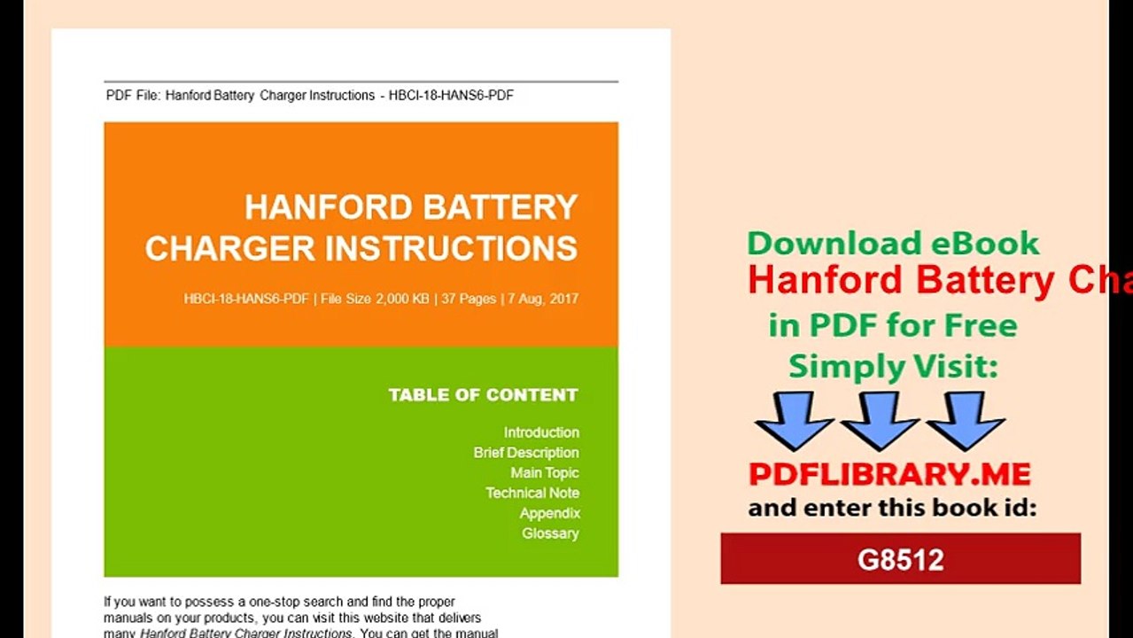 Hanford Battery Charger Instructions