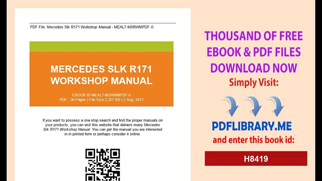 Mercedes Slk R171 Workshop Manual