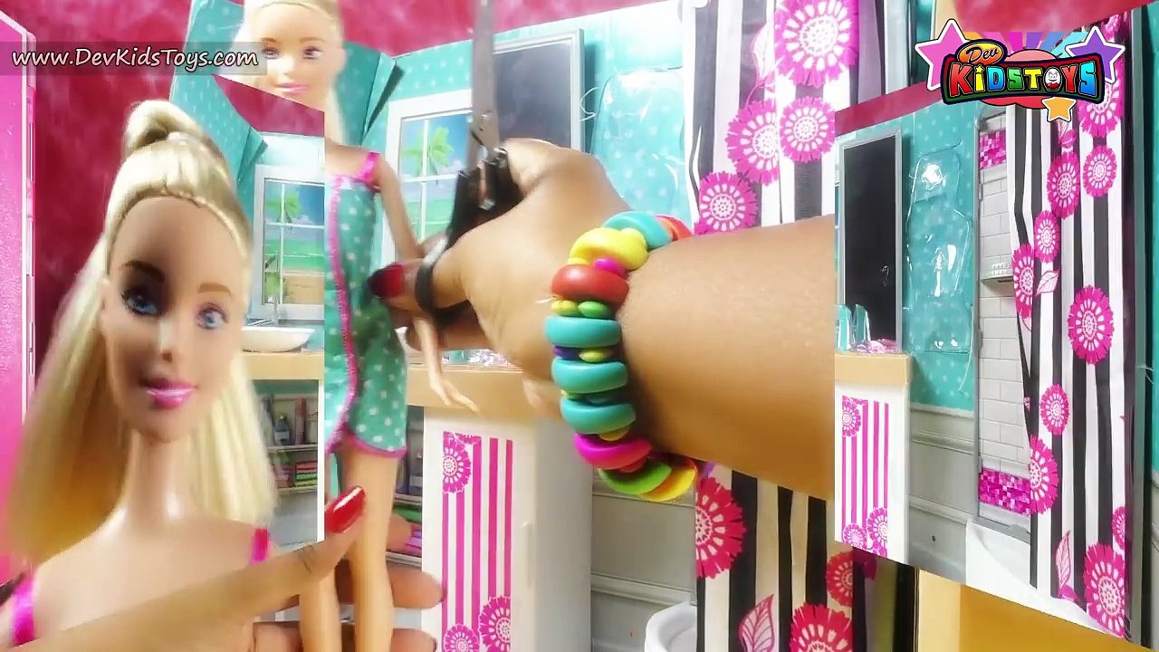 Barbie Doll Deluxe Bathroom with Shower Play-set + Brushes Teeth, Wardrobe, Gets Ready For Shopping
