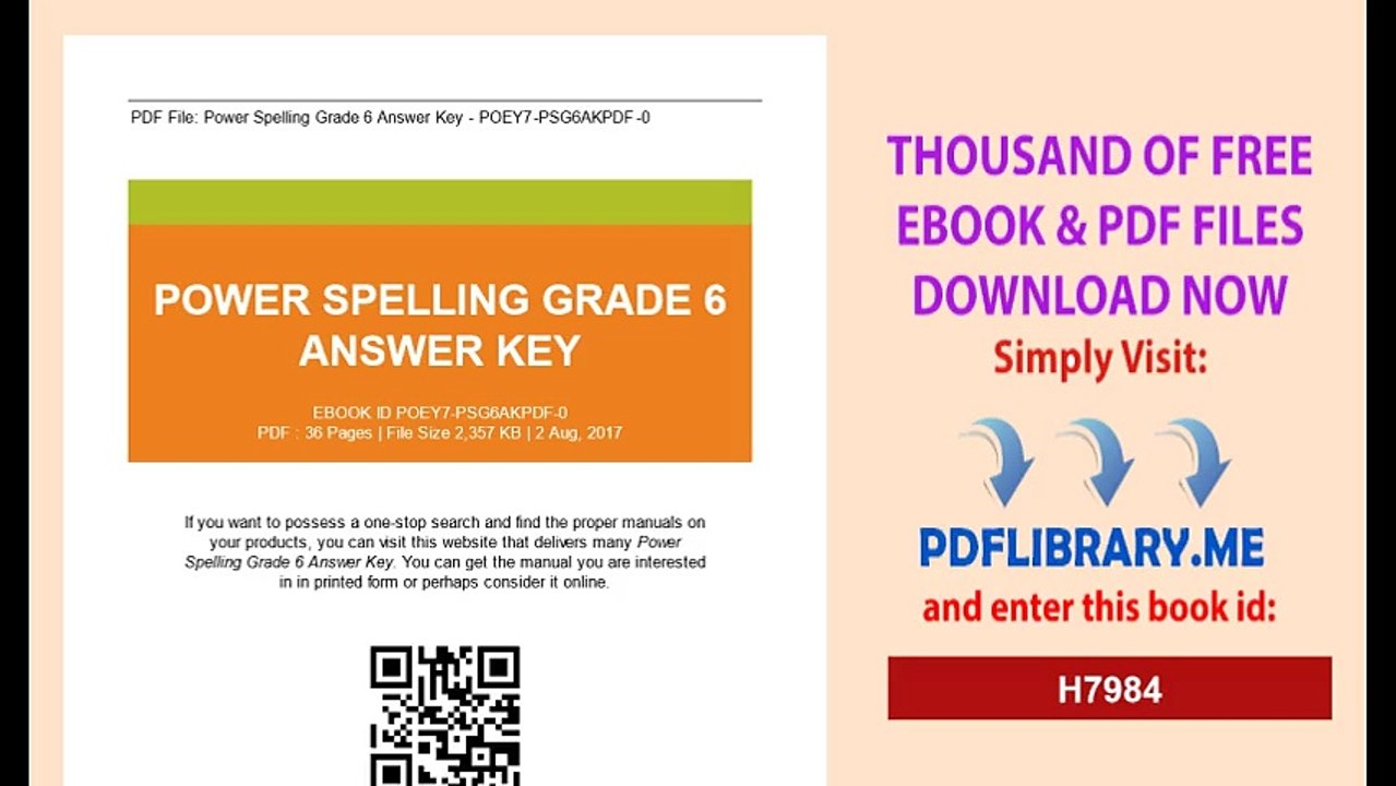 Power Spelling Grade 6 Answer Key