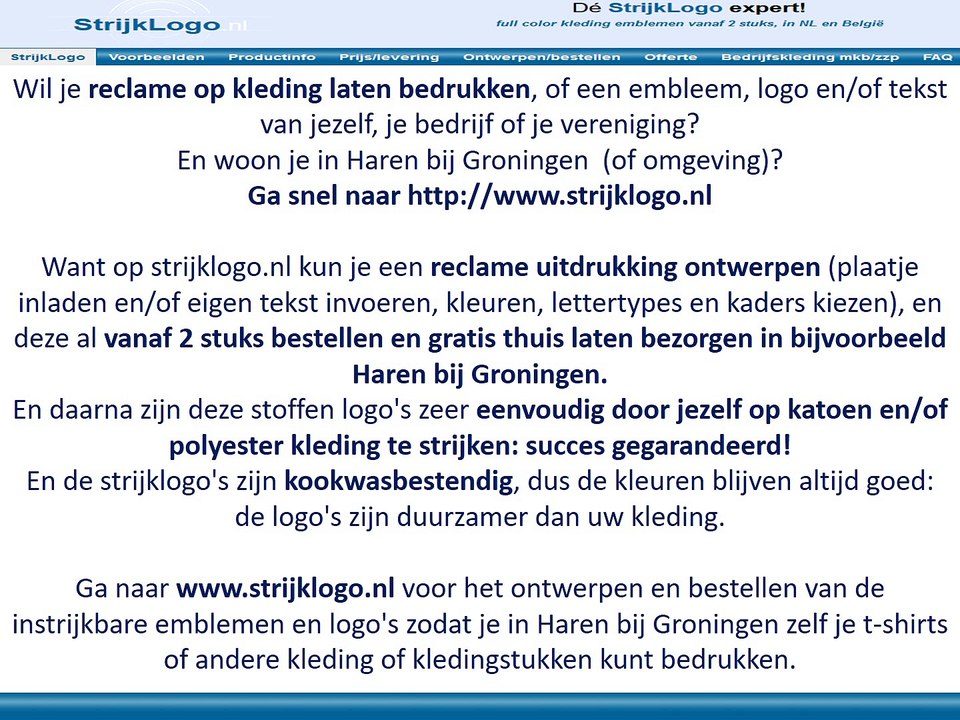 Reclame kleding bedrukken Haren bij Groningen