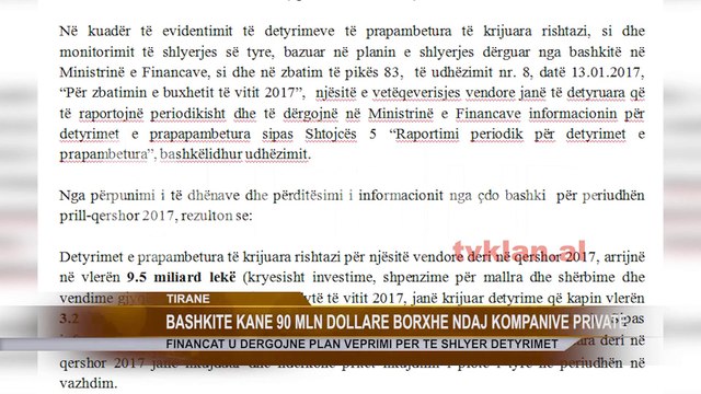 Bashkitë kanë 90 mln dollarë borxhe ndaj kompanive private