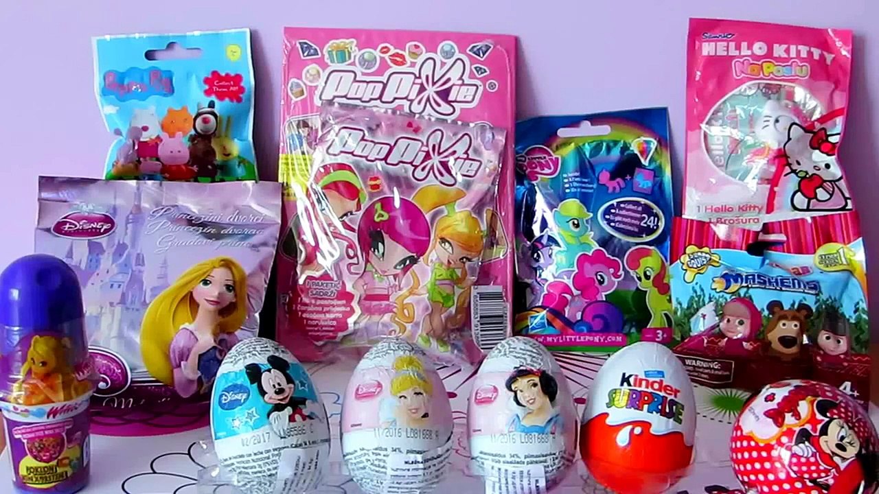 Disney Princess Rapunzel Tangled Kinder Surprise Eggs Hello Kitty Minnie PopPixie My Little Pony