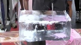 Obra de arte creada en un bloque de hielo