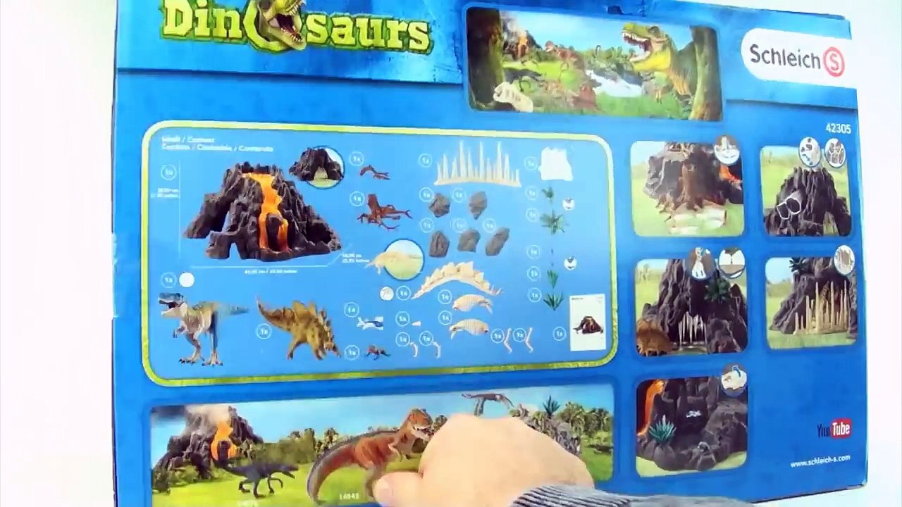 Schleich Giant Volcano T-Rex 42305 - Flowing Lava Dinosaur toys - Tyrannosaurus Stegosaurus Fossil