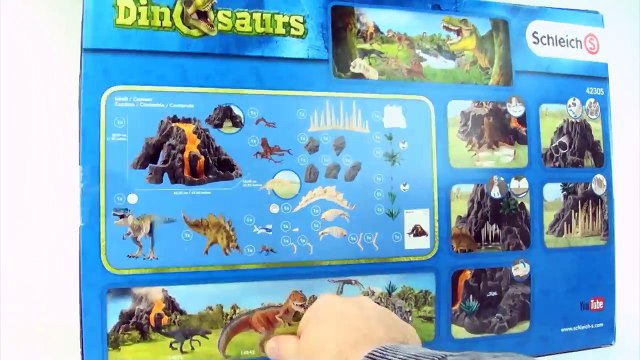 Schleich Giant Volcano T-Rex 42305 - Flowing Lava Dinosaur toys - Tyrannosaurus Stegosaurus Fossil