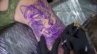 Geometric wolf tattoo - time lapse