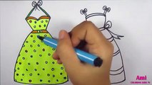 Đồ chơi trẻ em : vẽ và tô màu 2 bộ váy công chúa xinh đẹp / Ami Channel
