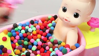 Baby Doll Bath Time Learn Colors Play Doh Surprise Eggs Toys