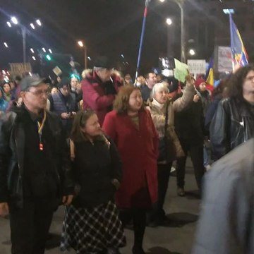 Flags Wave in Bucharest During Anti-Corruption Protest