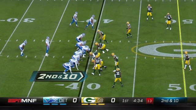 Detroit Lions wide receiver Golden Tate breaks free, makes Green Bay Packers linebacker Clay Matthews whiff on tackle