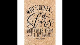 He Counts The Stars (Psalm 1474 NLT) Christian Notebook or Journal Gold Glitter Notebook with Scripture Inspirational Gi