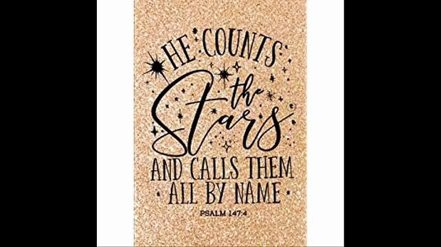 He Counts The Stars (Psalm 1474 NLT) Christian Notebook or Journal Gold Glitter Notebook with Scripture Inspirational Gi
