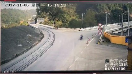 Motorcyclist flips in a cricle after colliding with an SUV