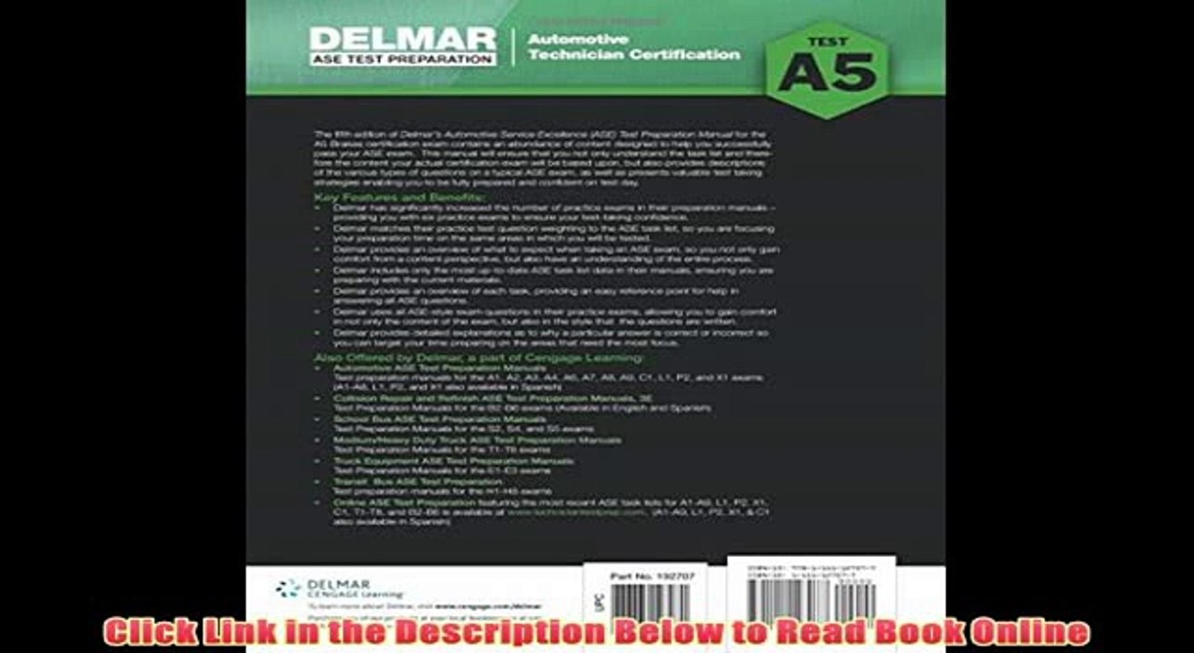Download ASE Test Preparation - A5 Brakes, 5th ed. (ASE Test Prep: Automotive Technician Certification Manual) Ebook