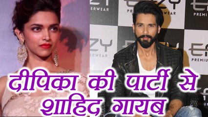 Shahid Kapoor was Missing from Deepika Padukone's Party; Here's Why | FilmiBeat
