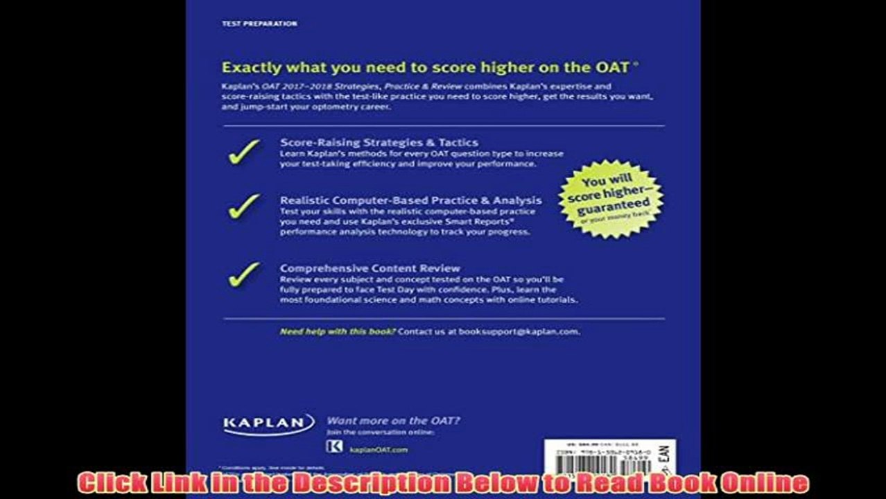 Read Online Oat 2017-2018 Strategies, Practice & Review with 2 Practice Tests: Online + Book (Kaplan Test Prep)