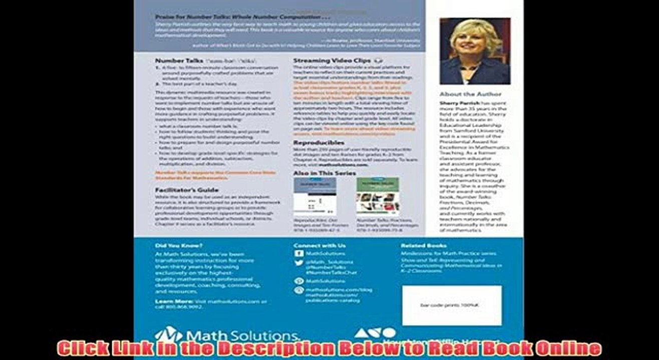 Read [PDF] Number Talks: Whole Number Computation, Grades K-5: A Multimedia Professional Learning Resource Ebook