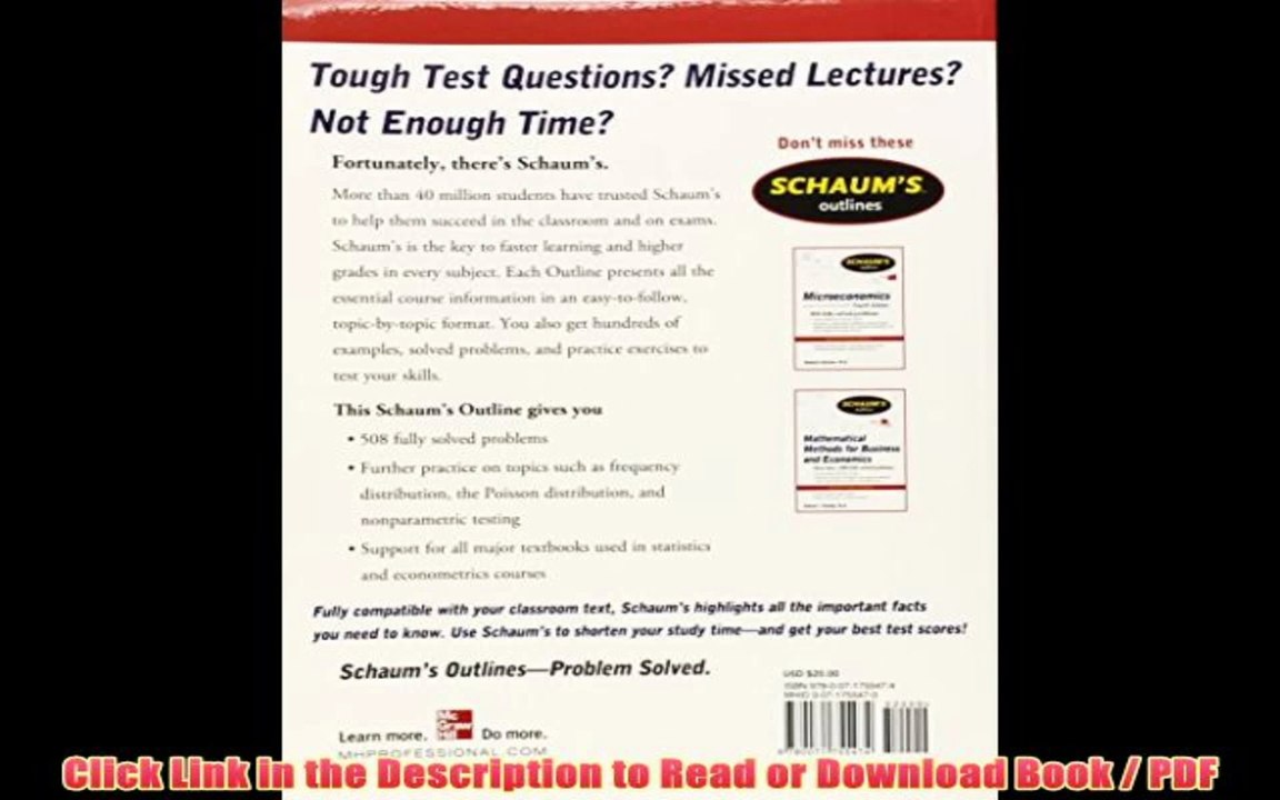Download Schaum's Outline of Statistics and Econometrics, Second Edition (Schaum's Outlines) ePub Online