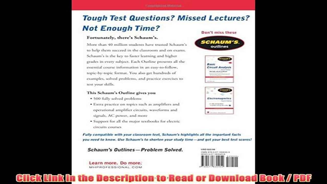 Read Schaum's Outline of Electric Circuits, 6th edition (Schaum's Outlines) Full Book