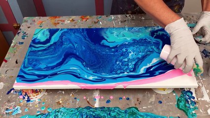 Acrylic Pour Painting: Ocean Waves With CELLS